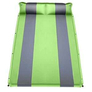 Double Self Inflating Mattress Sleeping Mat Air Bed Camping Camp Hiking Joinable Pillow - Green