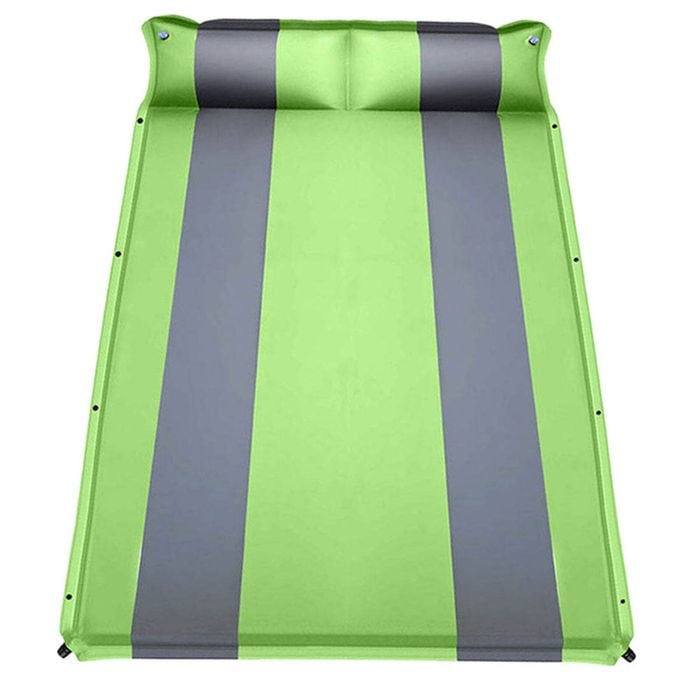 Double Self Inflating Mattress Sleeping Mat Air Bed Camping Camp Hiking Joinable Pillow - Green