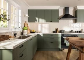Green farmhouse style kitchen 