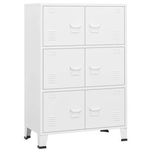 vidaXL Industrial Storage Chest White Metal Container Side Cabinet Sideboard