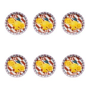 6PK Porto Valentina Porcelain Round Side Plate Lemon 20cm