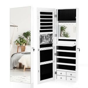 Costway Led Full-length Mirror Jewelry Cabinet White