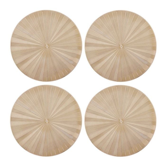 4pc Mikasa Round PU Gold Kitchen Table Placemat Set 38cm