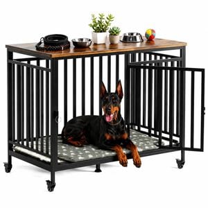 Advwin Dog Crate Furniture Heavy Duty Dog Cage Kennel + Pet Heating Pad