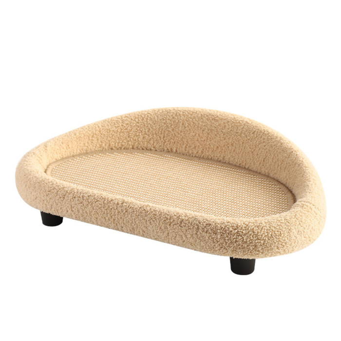 Cream Sofa Cat Bed with Sisal Scratcher Mat