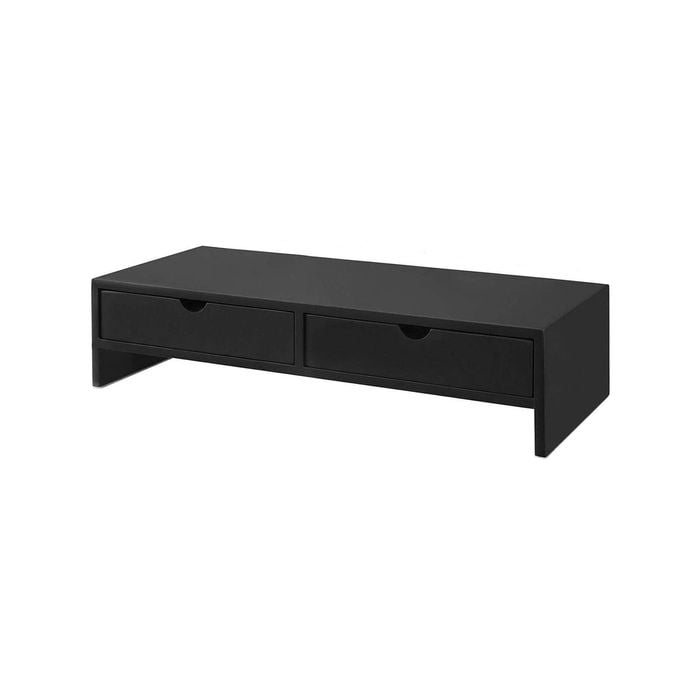 VIKUS Black Monitor Standand Desk Organizer with 2 Drawers