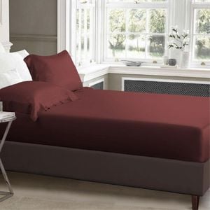 Luxor Double Burgundy 1000TC Silk Silky Feel Satin Fitted Sheet+Pillowcase