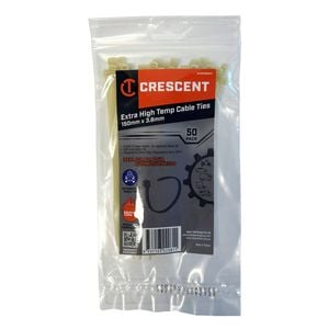 Crescent 50Pc 150mm x 3.6mm Extra High Temperature Cable Ties