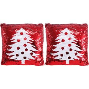 2PK LVD 40x40cm Sequin Tree Pillow Cushion Home/Living Room Decor - Red