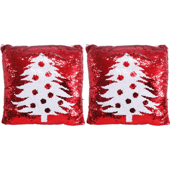 2PK LVD 40x40cm Sequin Tree Pillow Cushion Home/Living Room Decor - Red