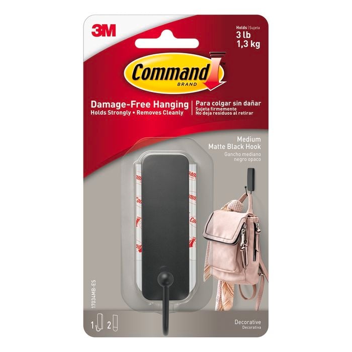 Command Medium Matte Black Single Hook - 1 Pack