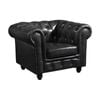 Max Chesterfield Armchair Single Seater Sofa Genuine Leather Dark Grey