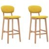 vidaXL Bar Stools 2 pcs Mustard Yellow Fabric
