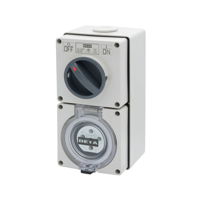 Deta 20A 500V Industrial 5 Pin Round Switched Outlet