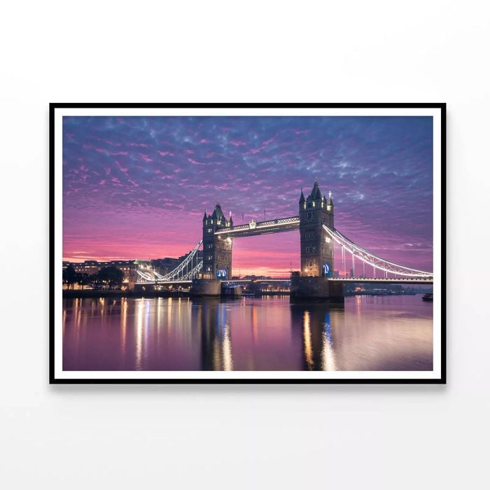 Beautiful Pink Sky with Bridge  Print 100% Australian Made 120x90cm  (Poster)