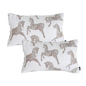 SOGA 2X 35cm White Decorative Horse Pattern Cushion Throw Pillow