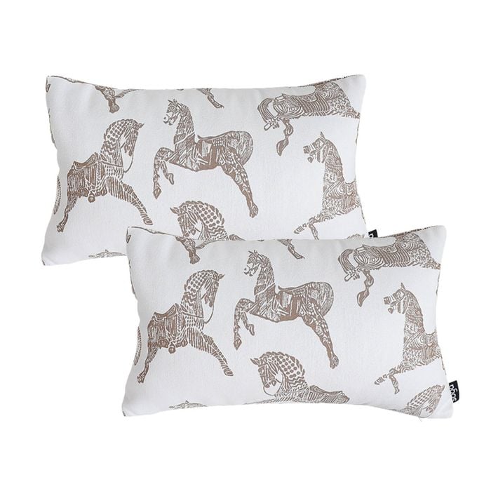SOGA 2X 35cm White Decorative Horse Pattern Cushion Throw Pillow