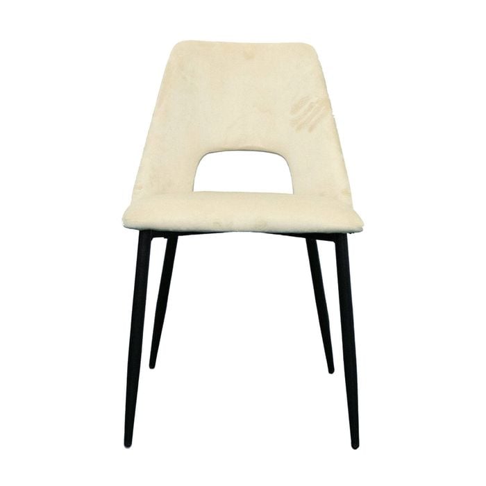 Geena 4pcs Set Dining Chair Premium Velvet Fabric Upholstery Beige