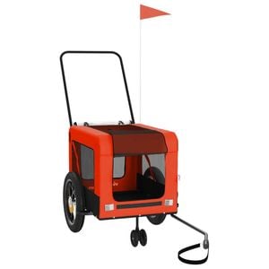 vidaXL Pet Bike Trailer Dog Stroller Orange and Black Oxford Fabric and Iron