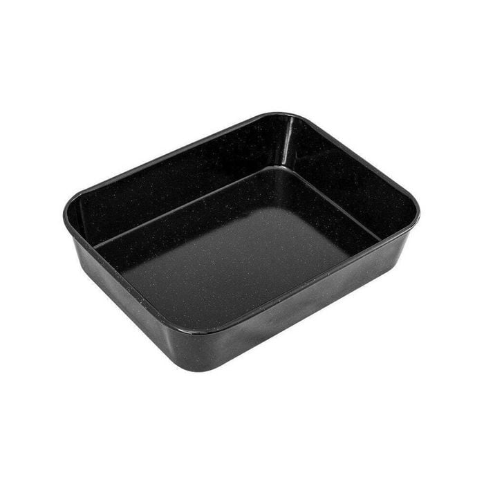 Bakemaster Enamel 35x6cm Deep Roaster Pan Baking Cooking Tray Rectangle Black