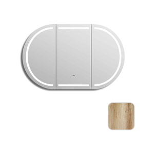 Attica Bentwood 1200mm Natural Oak Oval LED Shaving Cabinet with Powerpoint