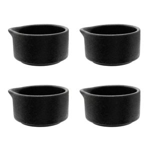 4x Maxwell & Williams Caviar 80ml Sauce Durable Porcelain Dish/pourer - Black