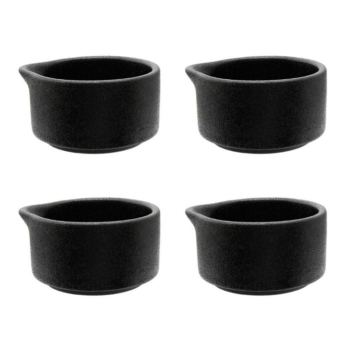 4x Maxwell & Williams Caviar 80ml Sauce Durable Porcelain Dish/pourer - Black