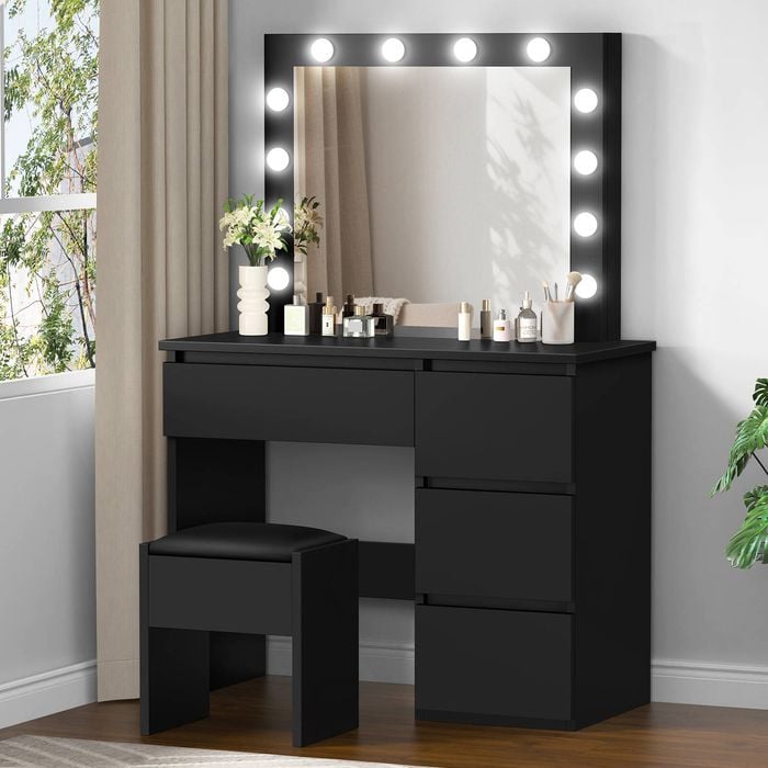 Alfordson Dressing Table Stool Set Black