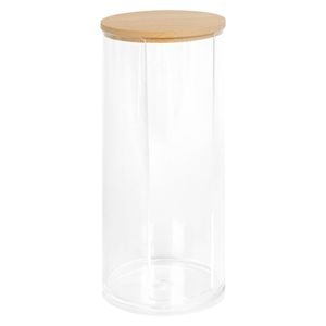 Harbour Housewares Reusable Plastic Tall Cotton Pad Holder with Bamboo Lid
