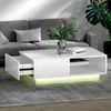 Artiss Coffee Table LED Lights High Gloss Storage Drawer White