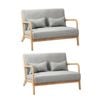 Oikiture 2X Armchair Lounge Chair 2 Seater Accent Couch Sofa Fabric Grey Pillows