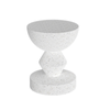 P&P White Speckled Sculptural Accent Stool With Bowl Top And Geometric Base