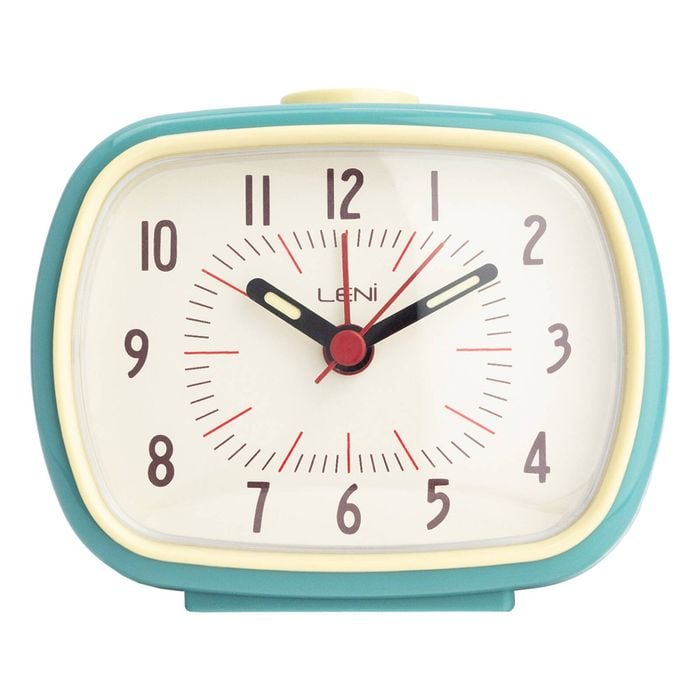 Leni Retro Vintage Rectangle Bedside Analogue Beep Alarm Clock Smokey Blu