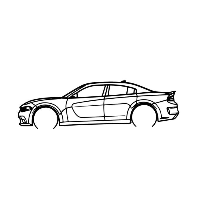 Ignite Laser Dodge 2023 Charger Srt Hellcat Silhouette Metal Wall Art Coated Black 47inch/120cm
