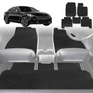 6D Diamond Car Floor Mats for Kia Stinger 2017-Current-Full Set-Black-Outback GT