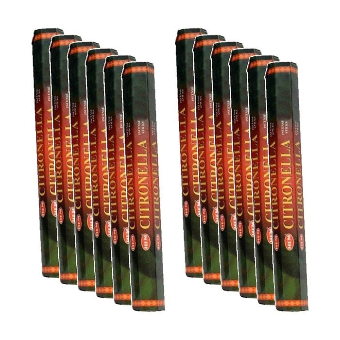 12PK HEM Home Fragrance Scented Smelling Incense Sticks Packet Set Citronella