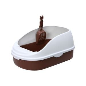 Yes4pets Medium Portable Cat Toilet Litter Box Tray With Scoop Brown