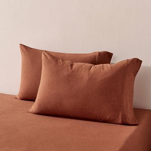 Dreamaker Jersey Luxe 100% Cotton Standard Pillowcase Twin Pack Rust