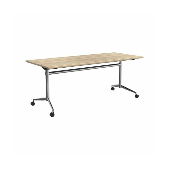 Olg Uniflip Table Silver Frame New Oak Smooth Top L1500mm X W750mm