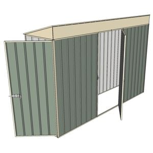 Build-a-Shed 0.8 x 3 x 2m Hinged Door Tunnel Shed With Single Hinged Side Door - Green