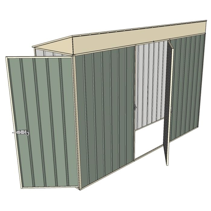 Build-a-Shed 0.8 x 3 x 2m Hinged Door Tunnel Shed With Single Hinged Side Door - Green