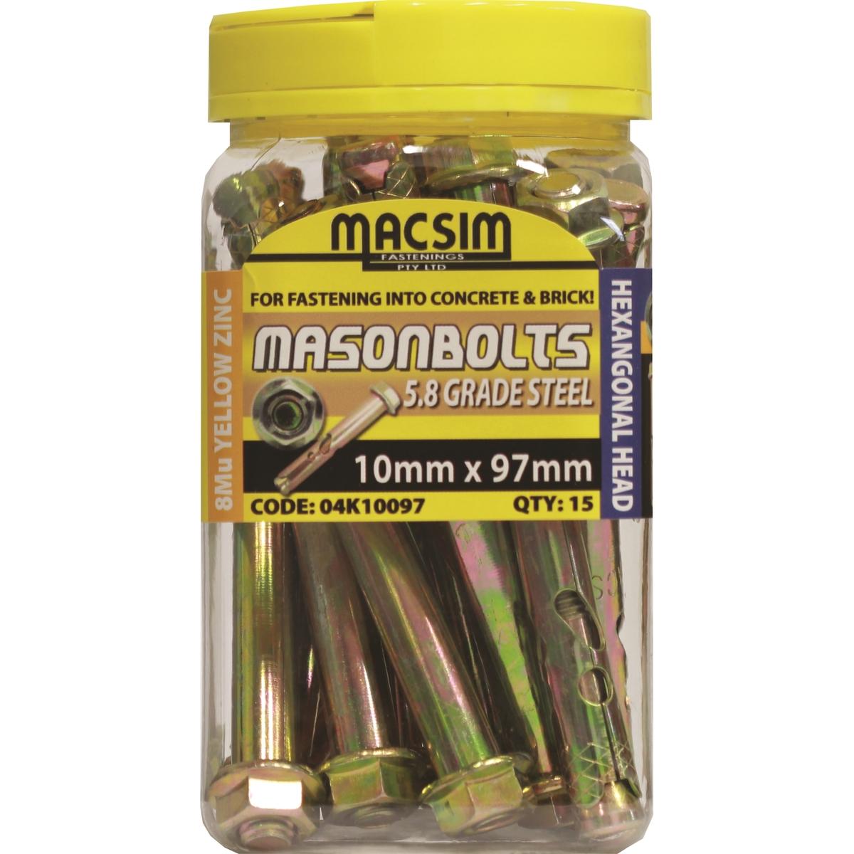 Macsim Fasteners 10 x 97mm Yellow Zinc Plated Sleeve Anchor - 15 Pack ...