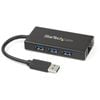 StarTech.com 3 Port Portable USB 3.0 Hub with Gigabit Ethernet Adapter NIC - 5Gbps - Aluminum w/ Cable