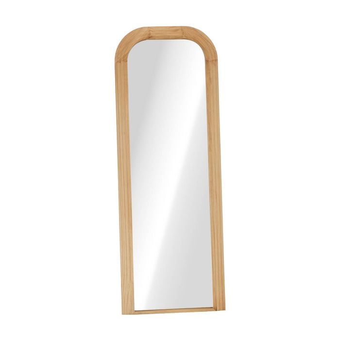 Oikiture Full Length Arch Mirror 165x60cm Natural Wood Top Round Corner Bedroom