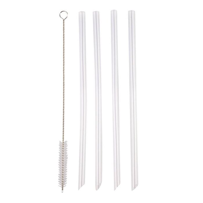 Oasis Moda Set Of 4 Drink Bottle Straws With Cleaning Brush