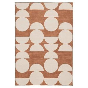 Loopsie-290cm X 190cm-balade Terracotta And Ivory Geometric Washable Rug