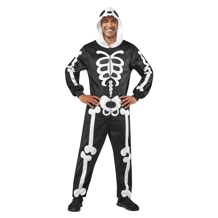 Skeleton One Piece Costume Dress Up Cosplay Halloween Outfit Adults Unisex S-M