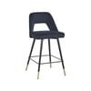 Delta barstool in velvet and black powdercoated legs with gold tips - Black