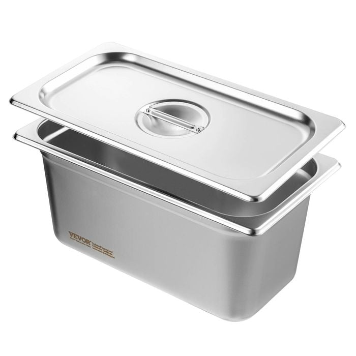 Vevor 8 Pack Hotel Pans with 1/3 Size Anti-Jam Steam Pan with Lid