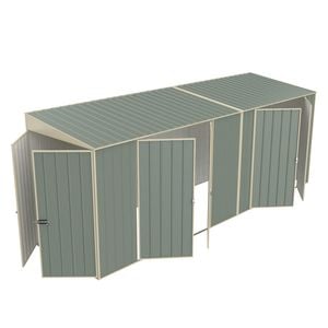 Build-a-Shed 1.5 x 5.2 x 2.0m Green Skillion Double Plus Double Hinged Side Doors Shed